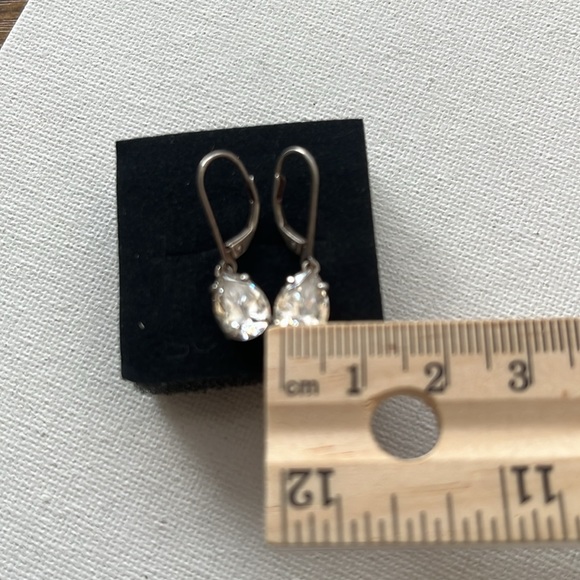 Teardrop cubic zirconia sterling lever back earrings - JCM CZ 925 - Picture 8 of 8